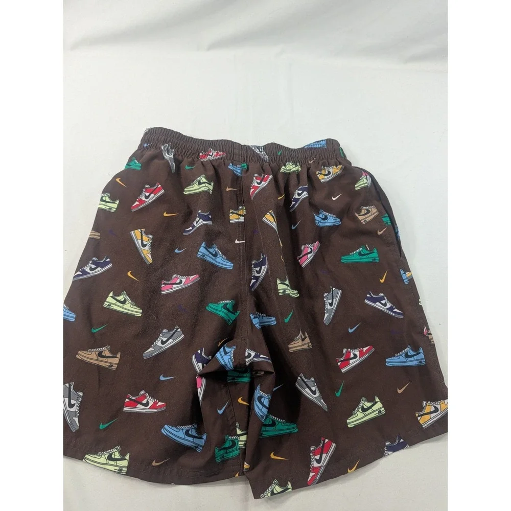 Nike Men's  Trunks Small Brown /Multicolor Sneaker Print Elastic Waist Lined